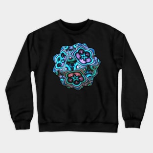 Lavender and Teal 3-D Fractal Pattern Crewneck Sweatshirt